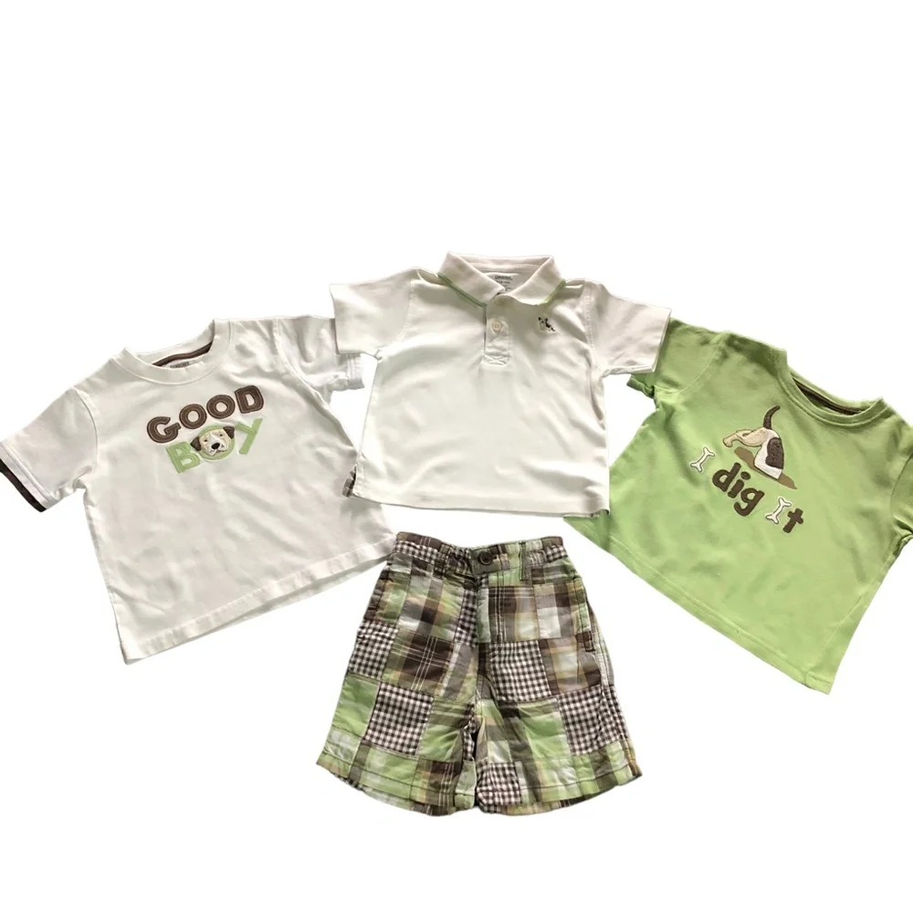 Gymboree Bundle Outfit Green White Dog 12-18-24